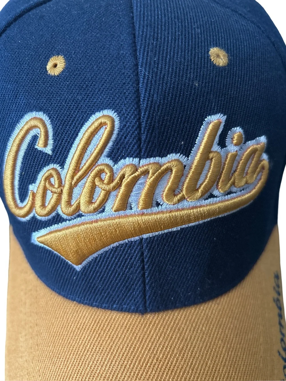 Colombia Embroidered Navy Yellow Baseball Cap Sombrero Colombiano Souvenir